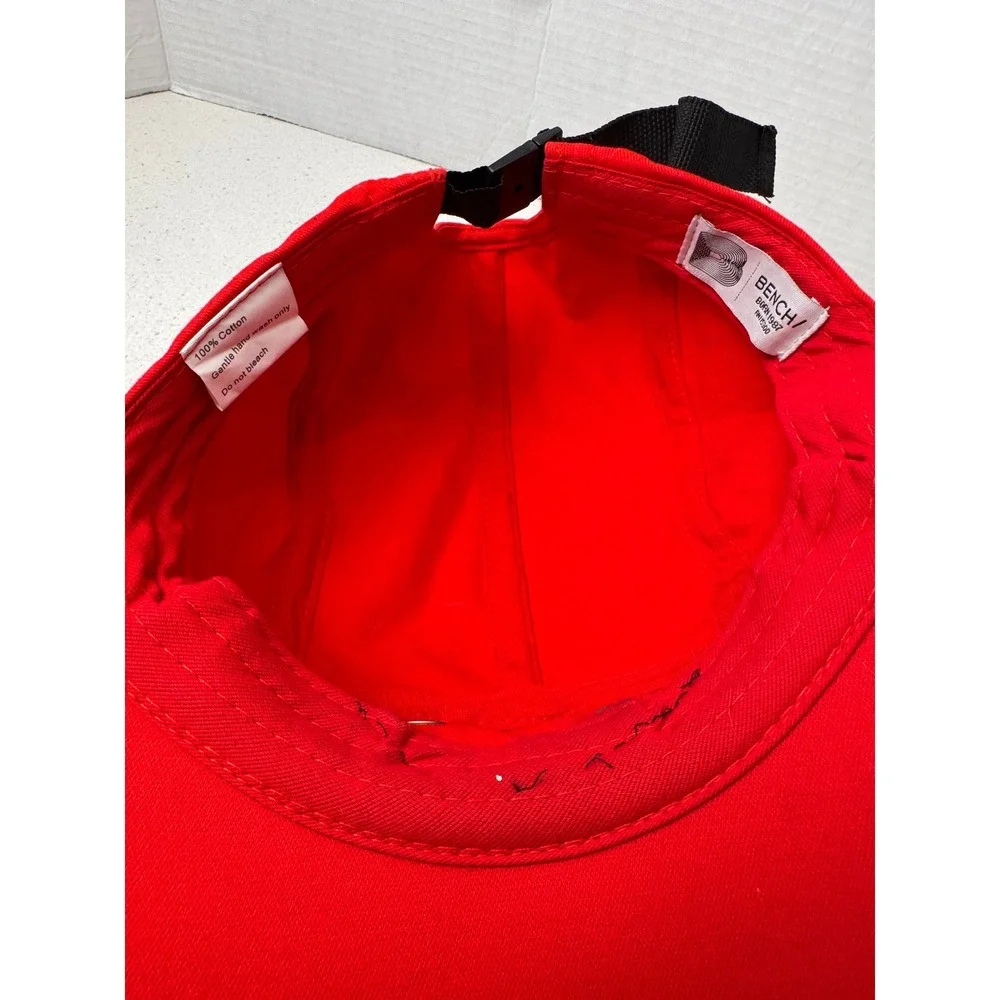 Bench Red Cat Face 5 Panel Hat Adjustable Strapback Embroidered Whiskers‎ Eyes